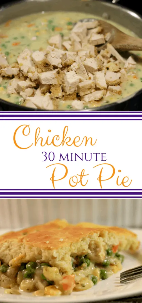 Easy Chicken Pot Pie Recipe - the ultimate in comfort food! This classic Chicken Pot Pie is on the table in under 30 minutes, making it a perfect weeknight meal!