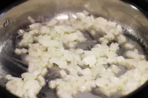 Onions cooking in skillet 