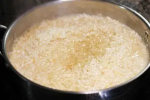 Wine added to rice for risotto