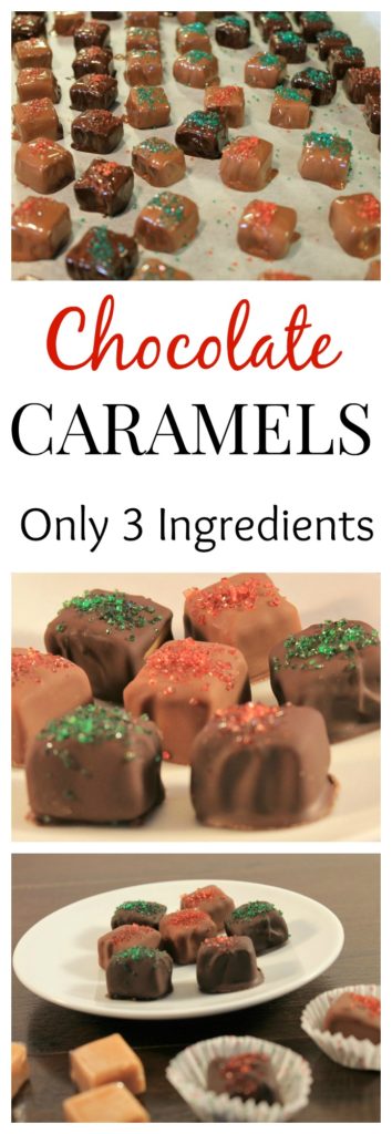 Chocolate Caramels - Only 3 ingredients for this tasty Holiday Caramel! The chewy caramel is covered in milky chocolate, a perfect flavor combination!