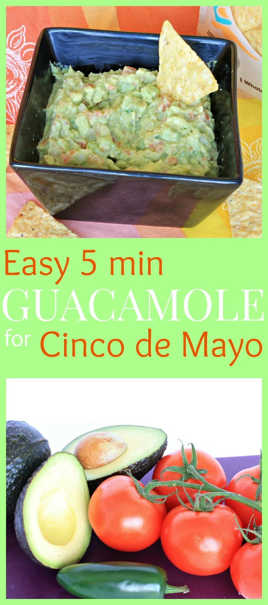 Easy Homemade Guacamole Recipe - comes together in 5 minutes and is perfect for your Cinco de Mayo celebrations or just a quick snack!