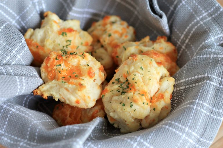 Bowl of fresh cheddar biscuits