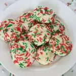 Festive plate of Christmas Sprinkle Cookies for Santa