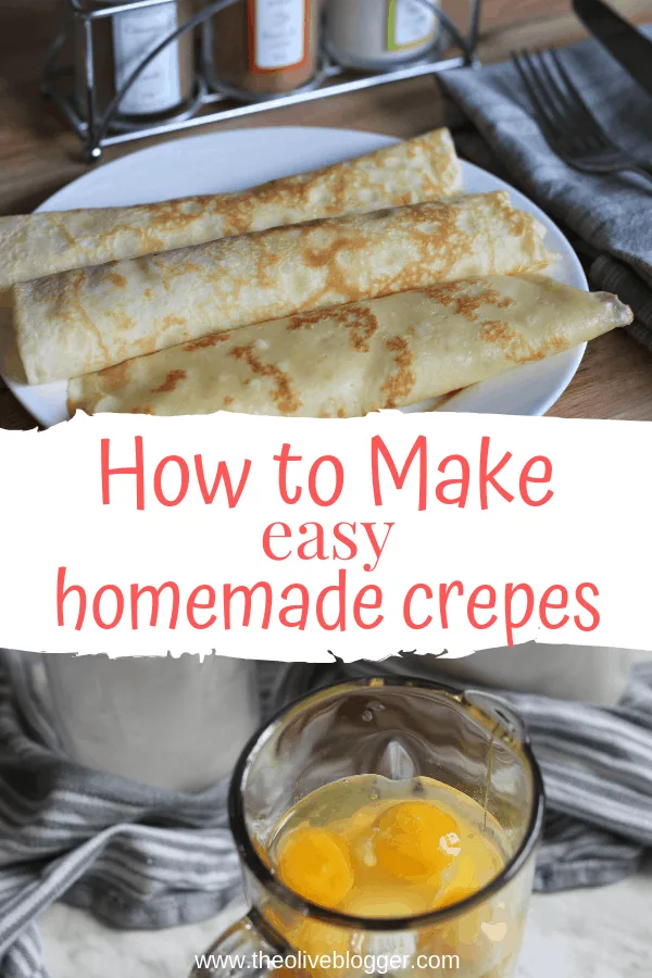 Crepes on a plate and crepe batter in blender