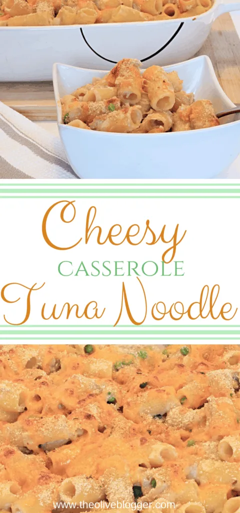 Cheesy Tuna Noodle Casserole - A quick and easy weeknight meal, bursting with flavor. Classic flavors everyone in the family will love. #TunaCasserole #CheesyTunaNoodleCasserole #TunaRecipes