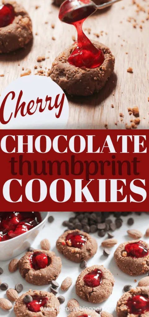 Chocolate Cherry Thumbprint cookies pin