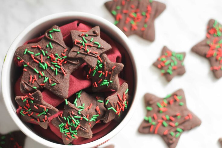 Christmas Bowl full of Spicy Chocolate Shortbread stars