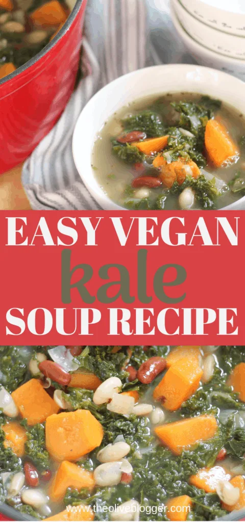 Hearty Soup recipe with kale, sweet potatoes and beans!