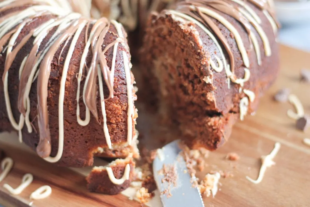 Chocolate Peanut Butter Swirl Bundt Cake