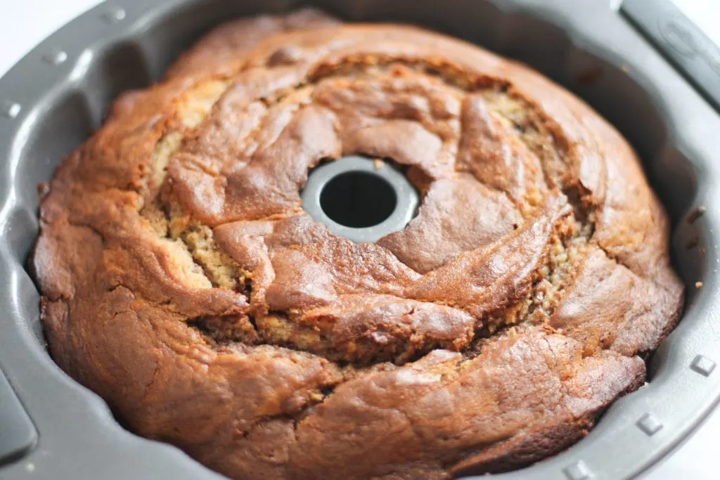 Easy bundt cake recipe before being flipped out of pan 