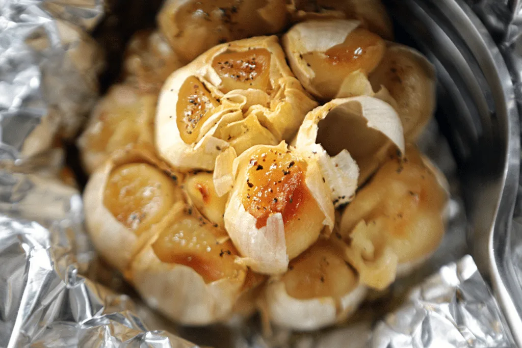 Whole roasted garlic bulb