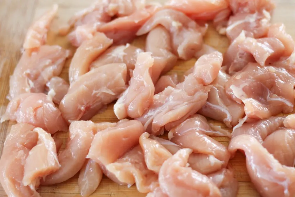 Sliced chicken for cooking
